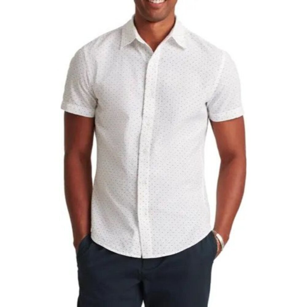 Bonobos Mens Slim Fit White Button-Up Short‎ Sleeve  Shirt Size XL